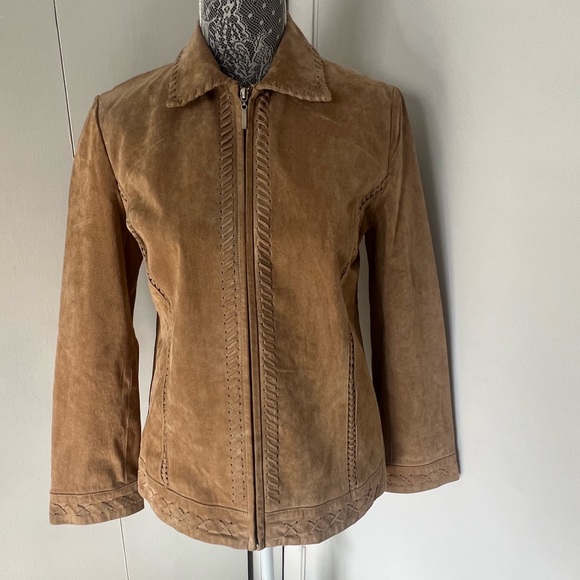 AMERI MODE Jackets & Blazers - Ameri Mode Genuine Leather Jacket Women’s Small Tan SuedeWestern BohoStyle5559